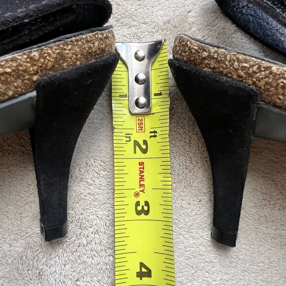 Pedro Garcia Maggie Black Suede Cork Heel Sandal Women EU 35.5 US 5.5 Slingback - Picture 10 of 16